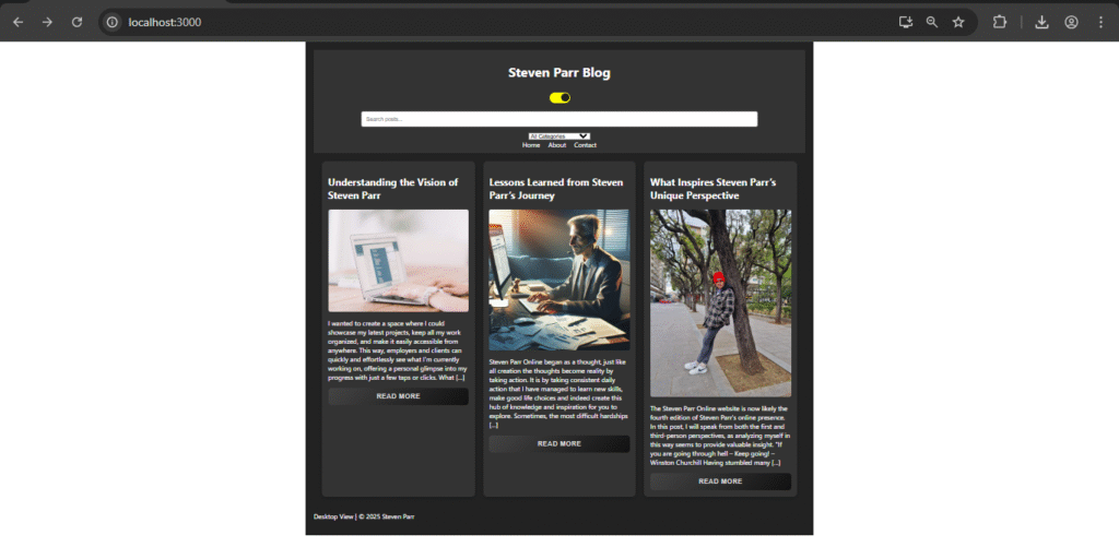 Steven Parr Blog App Dev Screenshot